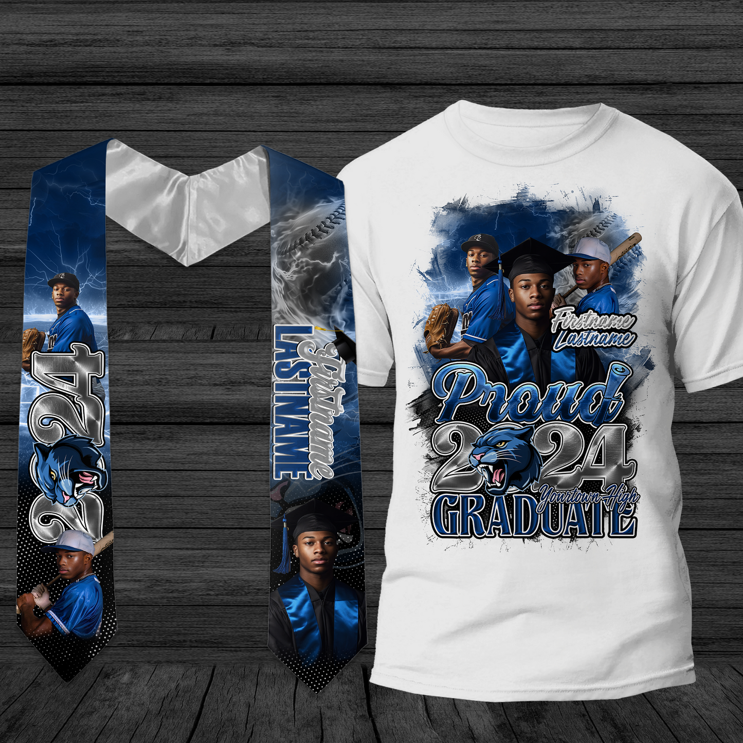 Graduate's Spotlight Combo - Custom Stole and 3D Print Shirt